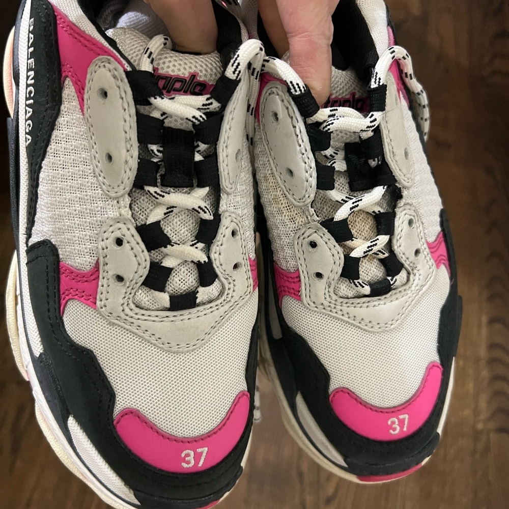 Balenciaga Triple S Sneakers - Black, Pink, Cream - Picture 13 of 16